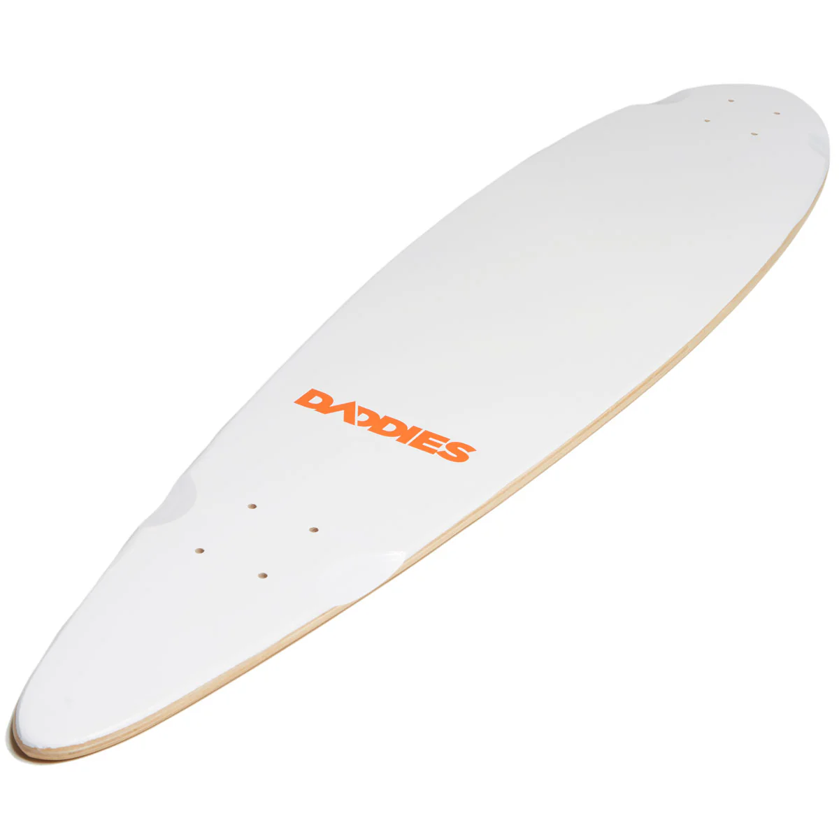 Daddies Logo Pintail Longboard Deck - White - Image 4